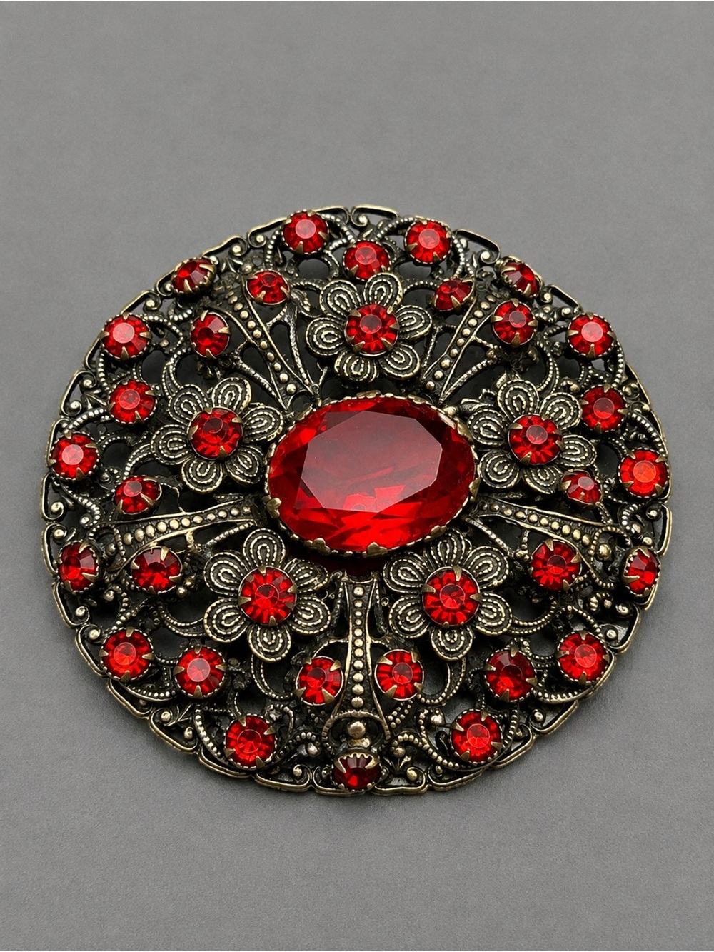 Red Vintage Czech glass Brooch #cz201